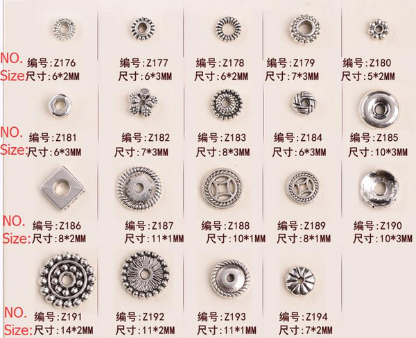 Tibetan Silver Loose Beads Metal Europe Pirate Spacer Beads Silver Plated DIY Bracelet Findings 50PCS/lot -NO. Z176-Z185