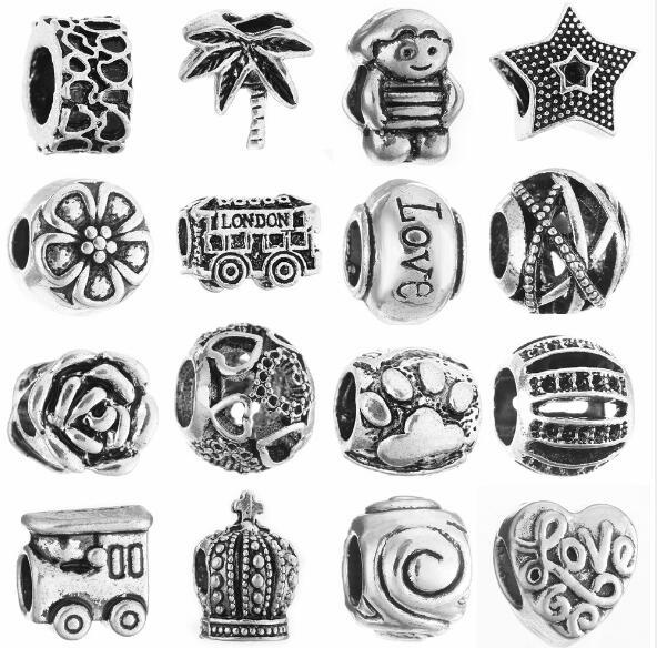 Alloy large hole beads DIY European beads loose beads wholesale Bracelet accessories Bead accessories Tibetan silver jewelry