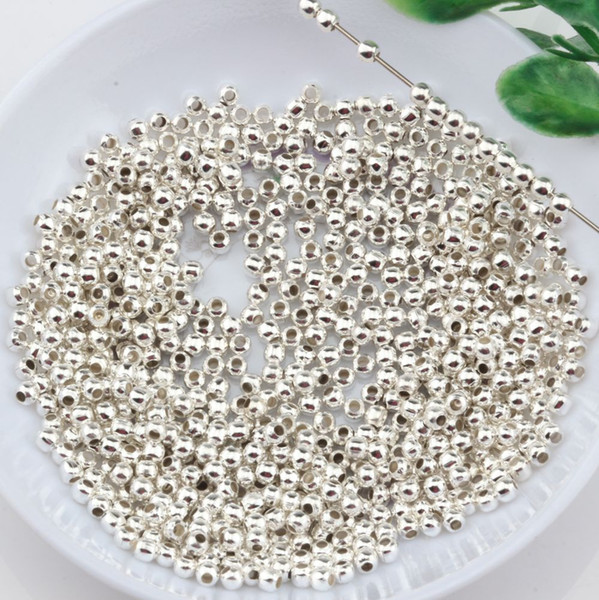 Hot ! 2000pcs /lots Silver Plated Metal Round Spacer Beads 3mm DIY Accessories Fit beaded bracelet Necklace