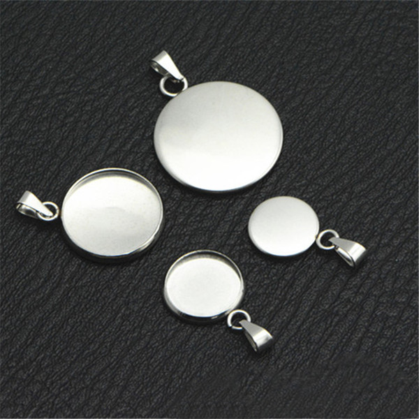 100 PCS 10/12/14/16/18/20/25mm Round Cabochon Base Metal Stainless Steel Pendant Setting Bezel Blank Settings For Jewelry Making