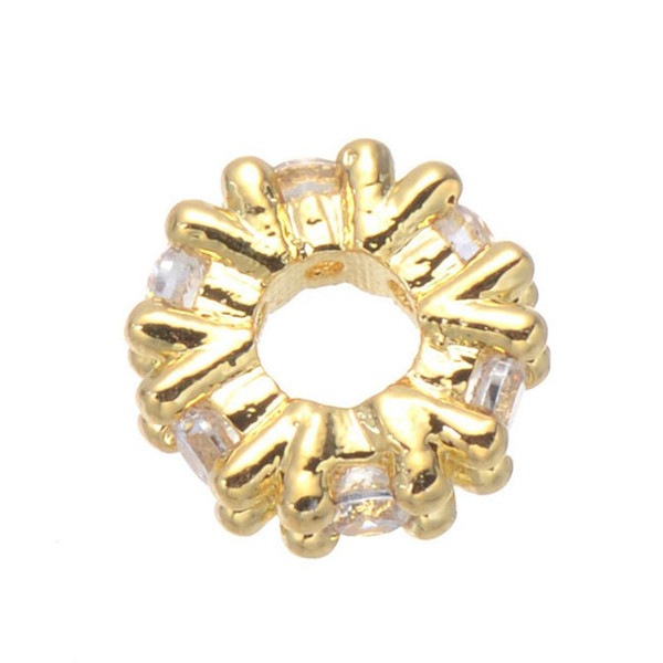 Hand made Bead Supplies For Jewelry Making Wholesale Copper Zirconia Rhinestone 8mm Spacer Beads For DIY Jewelry Accessories