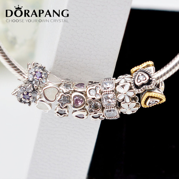 DARAPANG European Style New Arrival 925 Sterling Silver Clearly CZ Pink Silver Spacers Charms fit Bracelet Women Fashion Jewelry 4001-8