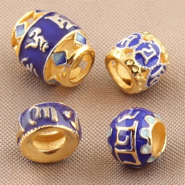 925 Sterling Silver Bracelet Spacer Tire Spacer Beads Yellow Gold Plated Cloisonne Enamel fit Women Pandora Style Bracelet Necklace Women