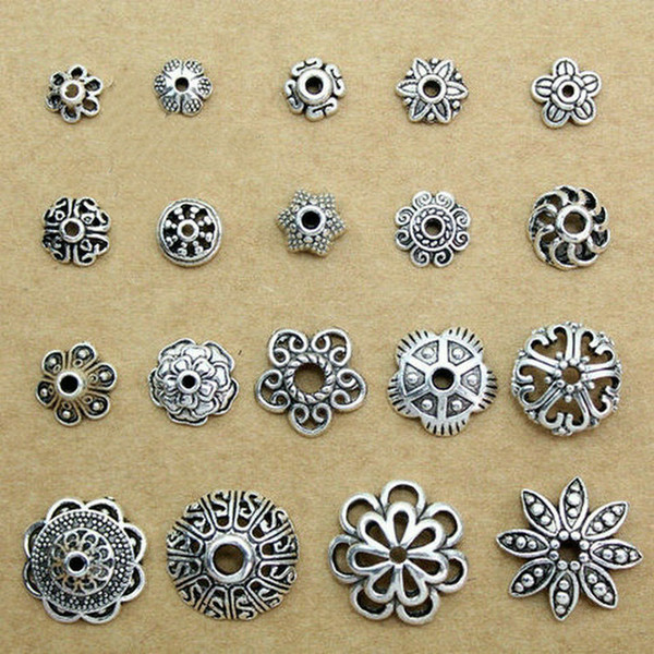 wholsale 200pcs Tibetan silver retro alloy flower spacers women diy pandora bracelet components jewelry accessories