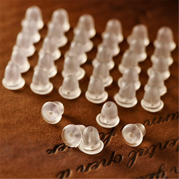 500 pcs/lot 4mm*4mmEarrings Jewelry Accessories Silicone Barrel Bullet Plastic Ear Plugging Earring back