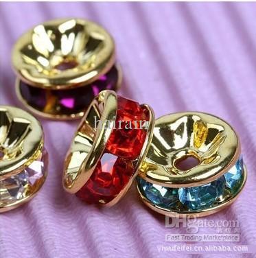 Wholesale 1000pcs 8mm Colour Rhinestone Crystal Round Rondelle Spacer Beads