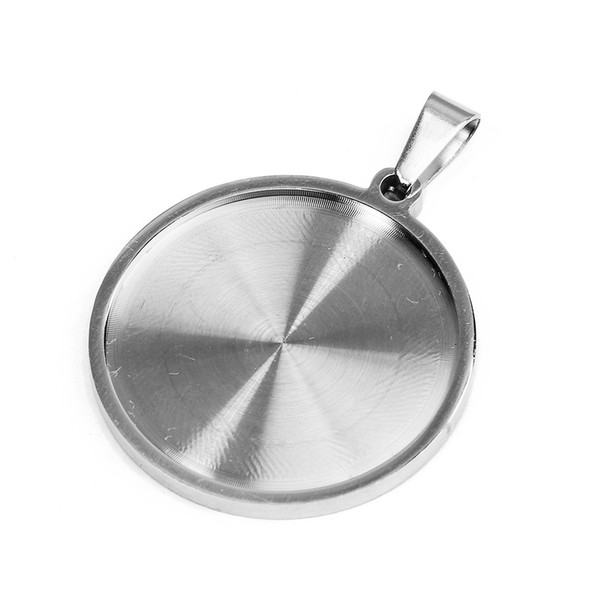 5pcs stainless steel fittings circular base tray pendant time gem bottom pendant DIY necklace pendant Inner diameter 25mm