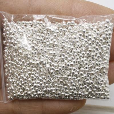 14Gram silver-tone crimps round findings beads H0279