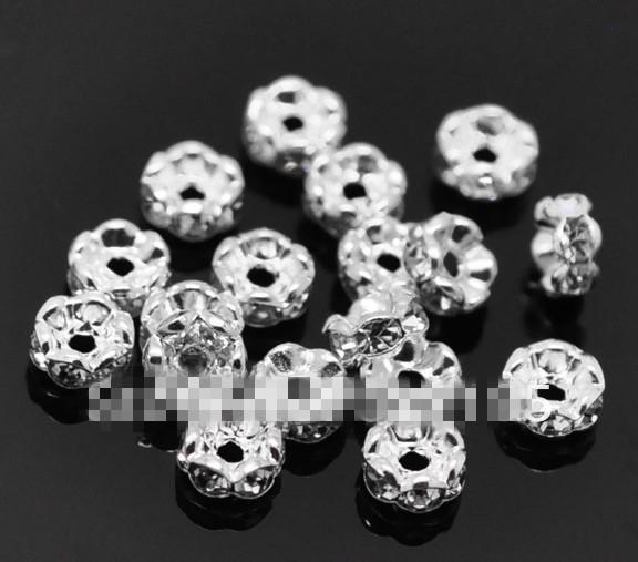 Free shipping! A 6mm Flower Side Rhinestone Rondelle Spacers Beads