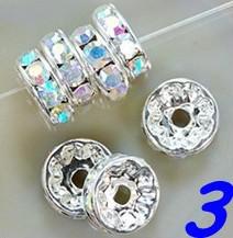 Free delivery of high quality small glass plate interval 6 mm AB rhinestone copper plating silver charm bead accessories