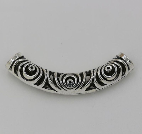 Hot ! Tibetan Silver Hollow Curved Tube Spacer Beads 14x52.5mm (00479)