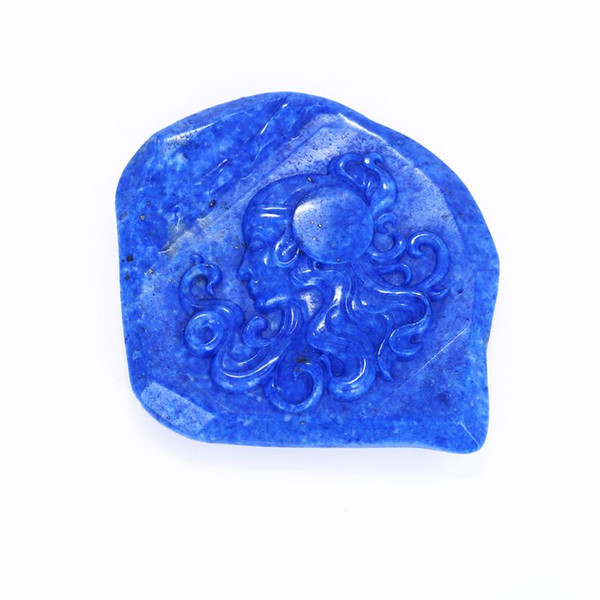 Natural Carved Lapis Lazuli Cabochon,71x61x11mm,75.5g