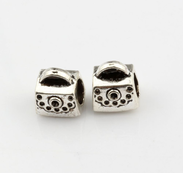 MIC 100 pcs Antique silver Package Spacers Big Hole Beads for Charm Bracelets ilia & Biagi Bracelet 9*10mm