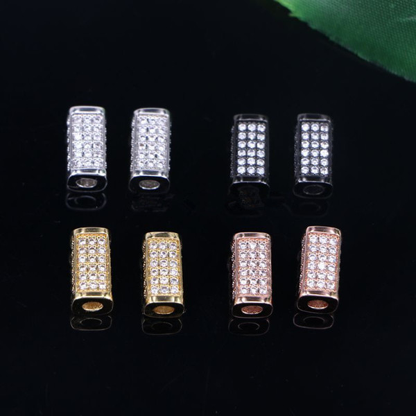 DIY 15Pcs Fashion Micro Pave Cubic Zirconia Spacer Connector Bead for jewelry making