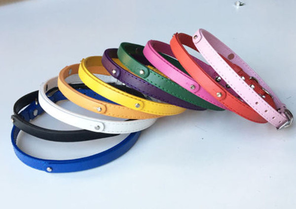 10pcs 8*100mm+10X370mm Mixed Color Copy Leather Pet Dog Collar Belts Neck Chain DIY Pet Name By 8mm Slide charms letters