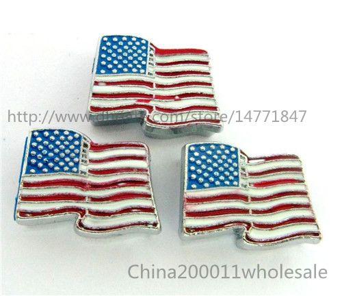 10pcs 8mm American flag Slide charms SL166 Fit DIY Name Bracelets /Necklace/Name Pet collar/Key chain/Fhone strips (Fit 8mm wide belt)