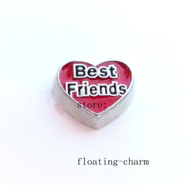 10pcs Heart Best Friends FC1338 Floating Charms for Glass Living Memory Locket Jewelry Findings Components