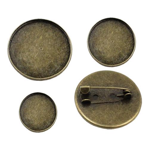 ewelry Accessories Jewelry Findings Components 20pcs/lot Vintage Round Blank Metal Setting Bezel Blank Base Cabochon Brooch with Inner Di...