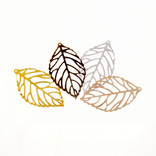 filigree leaf Free shipping Retail 50Pcs Filigree Leaf Metal Crafts Decoration DIY Findings 4.4x2.6cm diy findings