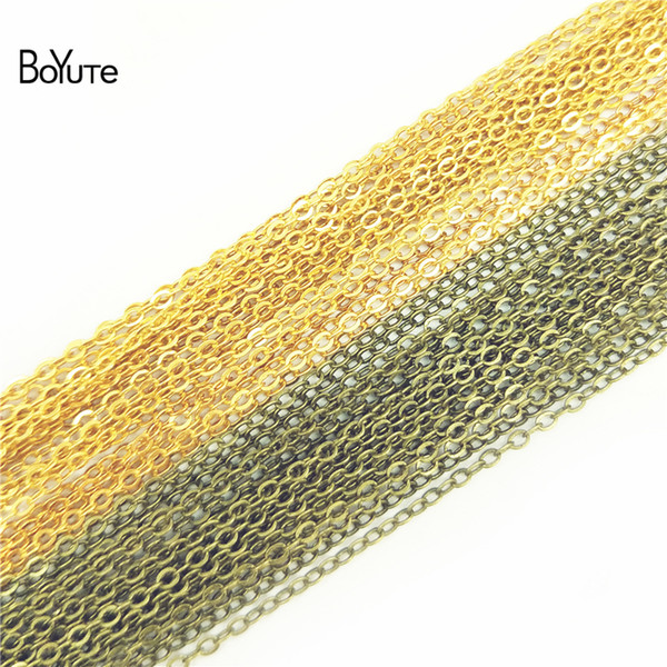 brass BoYuTe (90-100 Meters/Lot) 2MM Width O Shape Brass Metal Material 5 Colors Plated Diy Chain Findings for Jewelry Making