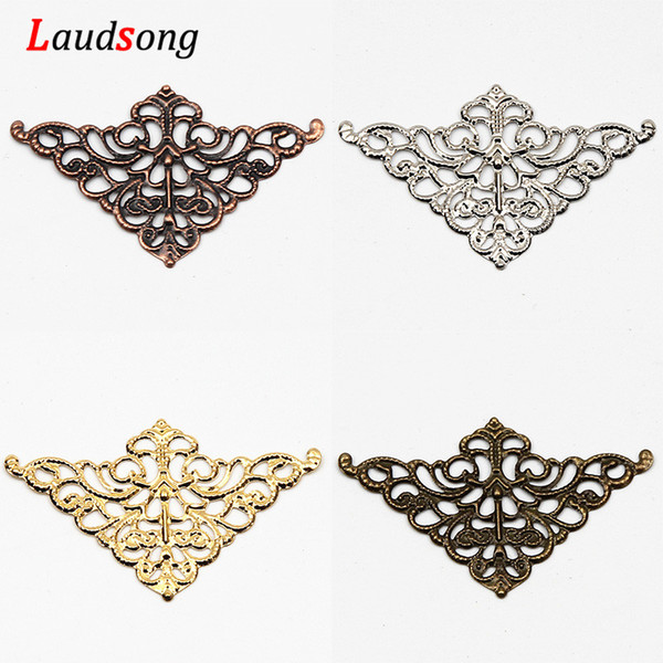 0Pcs Triangle Metal Filigree Wraps Crafts Connectors For Charm Decoration Spacer Diy Accessories 32x50mm 40Pcs Triangle Metal Filigree Wr...