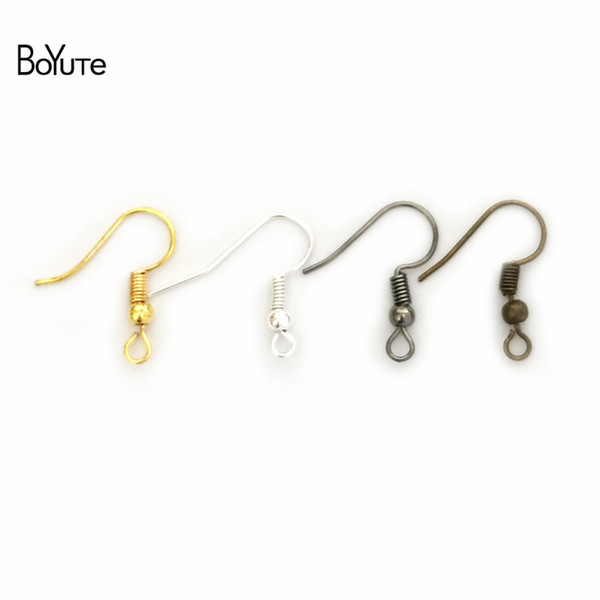 ewelry Accessories Jewelry Findings Components BoYuTe 100Pcs 4 Colors Metal Iron Ear Hook Wire Clasp with Bead Charms Earring Hooks Wires...