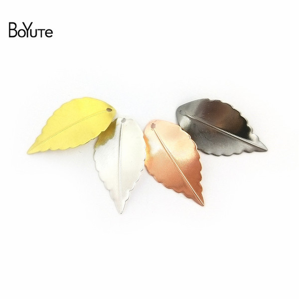 metal brass BoYuTe 100Pcs 7 Colors 10*17MM 16*25MM Leaf Charm Metal Brass Scrapbooking & Stamping DIY Jewelry Accessories