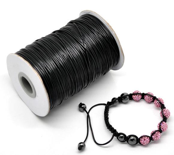 waxed cotton cord Free Shipping 1 roll(180M) Black Waxed Cotton Cord 1mm for Hand-woven rope Bracelet/ Necklace Wholesale