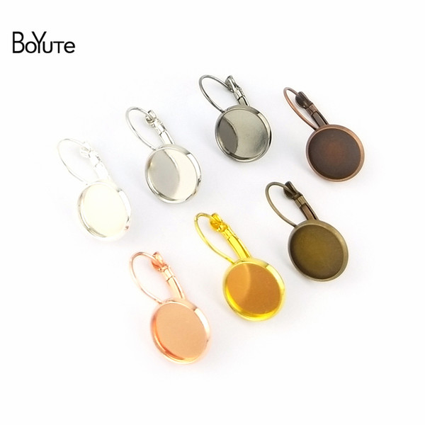 Accessories Jewelry Findings Components BoYuTe 50Pcs 7 Colors Round 8-10-12-14-16-18-20-25MM Cabochon Base Blank Tray Clip Earrings DIY J...