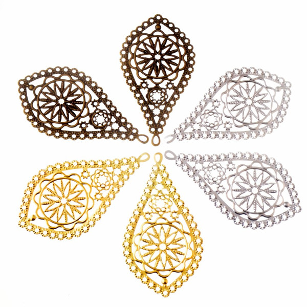 ree shipping 10Pcs Bronze/Gold/Silver Filigree Wraps Connectors Embellishments Crafts Gift Decoration DIY Findings 6.5x2cm Free shipping ...