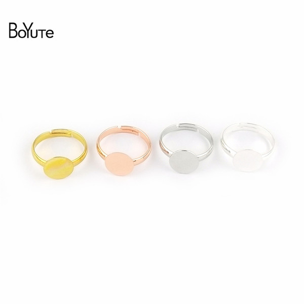 BoYuTe 30Pcs 7 Colors Plated Round 6 8MM 10MM Cabochon Setting Diy Adjustable Ring Base Jewelry Findings Components