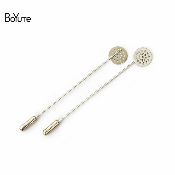 accessories BoYuTe 20Pcs Wholesale Rhodium Plated 12MM Cabochon Base Brooch Pins Accessory jewelry accessories