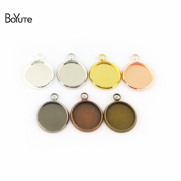 cameo cabochon base BoYuTe 50Pcs 6 Colors Plated Round 10 12 14 16 18 20MM 25MM Cameo Cabochon Base Diy Blank Tray