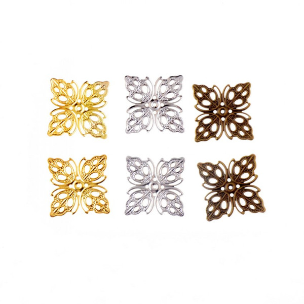 filigree findings Free shipping 40Pcs Embellishment Findings Filigree Connectors Square Metal Crafts Decoration DIY Leaf 25x25mm