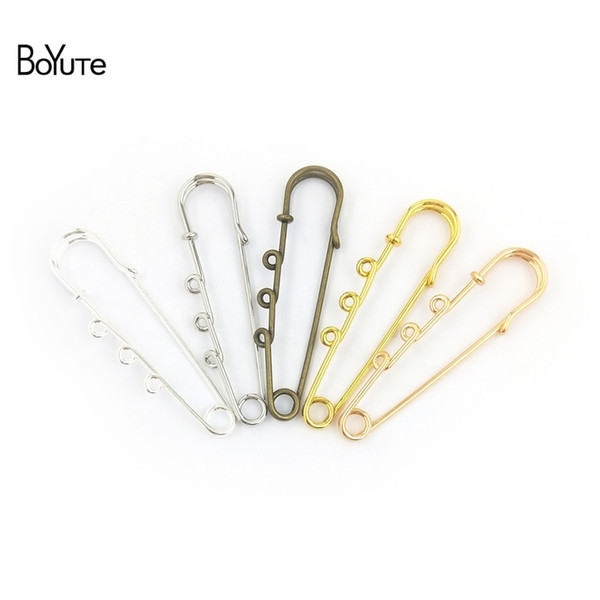 BoYuTe 10Pcs Metal Iron 65MM Large Safety Pin up Brooch Pins with 3 Loops Diy Jewelry Accessories BoYuTe 10Pcs Metal Iron 65MM