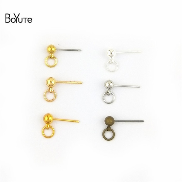 ewelry Accessories Jewelry Findings Components BoYuTe 50 Pcs Metal Brass 4*13MM Ball Earring Stud with Jump Ring Diy Pin Earrings Parts A...