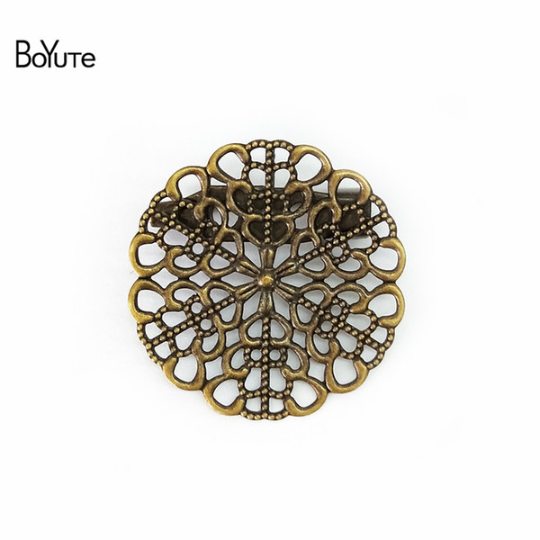 diy jewelry BoYuTe 20Pcs 3 Colors Plated 25MM Filigree Flower Brooch Base Diy Jewelry Accessary brooch base