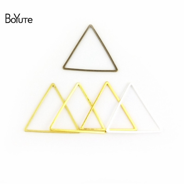 iy jewelry findings BoYuTe 100Pcs 15 17 20 24MM 29MM Metal Brass Geometric Triangle Connector Charms 4 Colors DIY Jewelry Findings Compon...