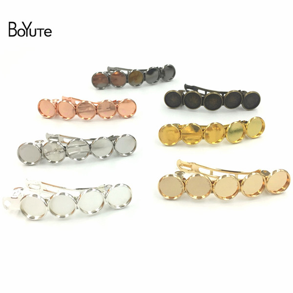 clip blank BoYuTe 10Pcs 12MM Cabochon Base Clip Blank Tray 7 Colors Plated DIY Hair Accessories