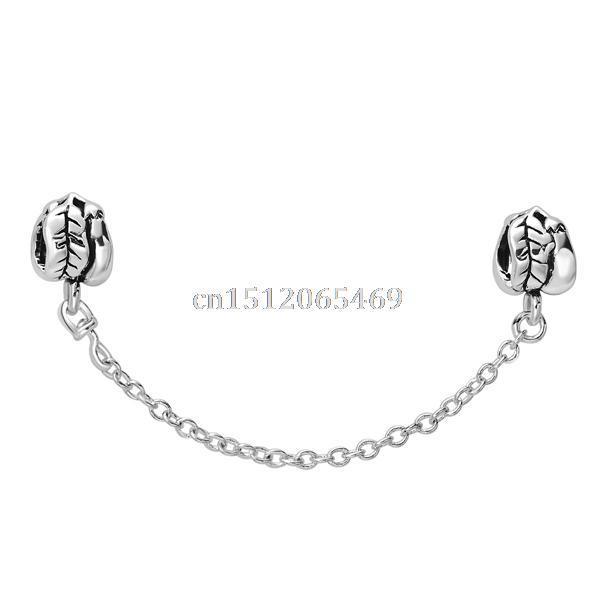 Fashion Leaves Art Style Safety Chain Brand 925 Sterling Silver European Bead Charm For DIY Women Snake pandora Bracelet Bangle Jewelry