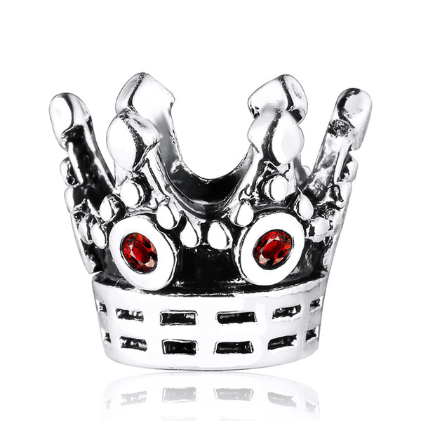 Unique Silver Charms Totem Crown Crystal European Charm Beads Fit Snake Chain Bracelet Bangle DIY Original Jewelry