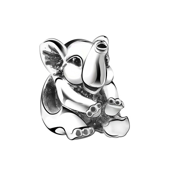 925 Sterling Silver Charms Lucky Elephant European Charm Beads Fit Snake Chain Bracelet Bangle DIY Original Jewelry