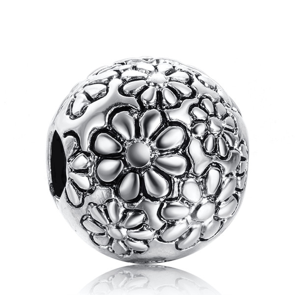 New! 925 Sterling Silver Bead Clasp Flower Clip European Charms Silver Beads For Snake Chain Bracelet DIY Fashion Jewelry