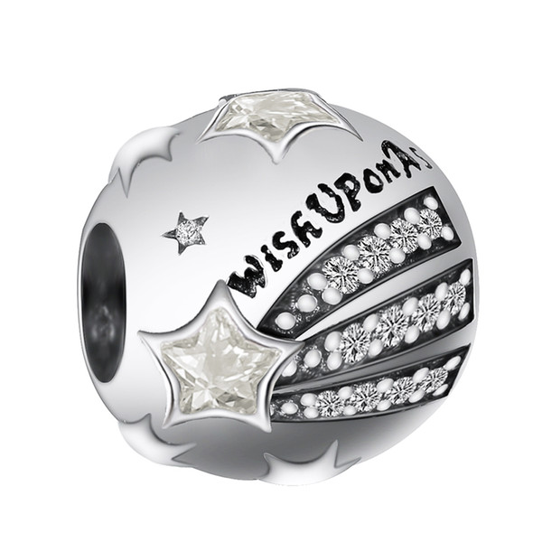 925 Sterling Silver Charms Ball Wish Star Zirconia European Charm Beads Fit Snake Chain Bracelet DIY Original Jewelry