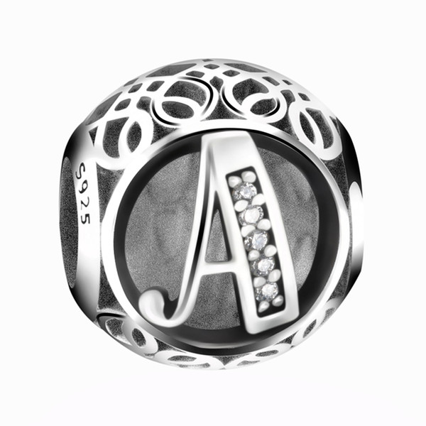 925 sterling silver alphabet A letter bead charms fit DIY bracelet & necklace jewelry accessories