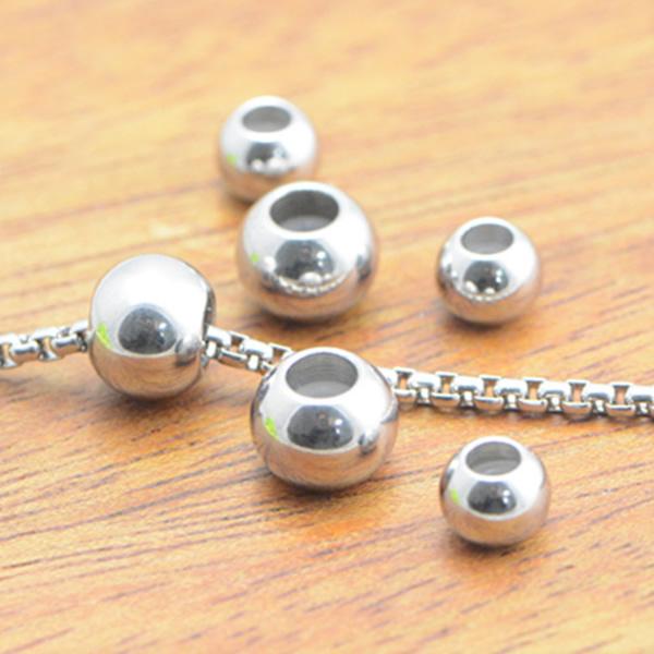 8mm round stainless steel spacer bead, with rubber silicone inside, for DIY jewelry bracelet, necklace making, sold by bag of 100pcs.