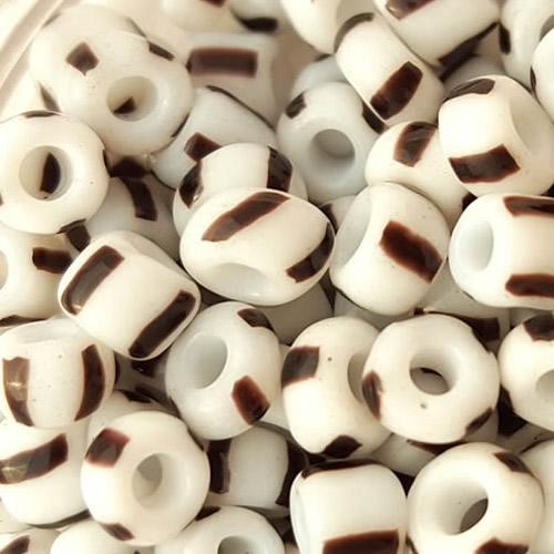 watermelon glass Seed Beads, solid white with brown lines, Jewelry Making beads 6/0 4mm beads, sold by 300g per lot