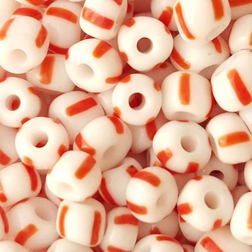 watermelon glass Seed Beads, solid white with little red lines, Jewelry Making beads 6/0 4mm beads, sold by 300g per lot