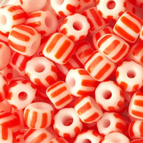 watermelon glass Seed Beads, solid white with red lines, Jewelry Making beads 6/0 4mm beads, sold by 300g per lot