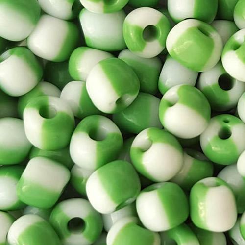 2 tones (green & white) Glass Seed Beads, opaque glass beads, Jewelry Making beads 6/0 4mm beads, sold by 300g per lot